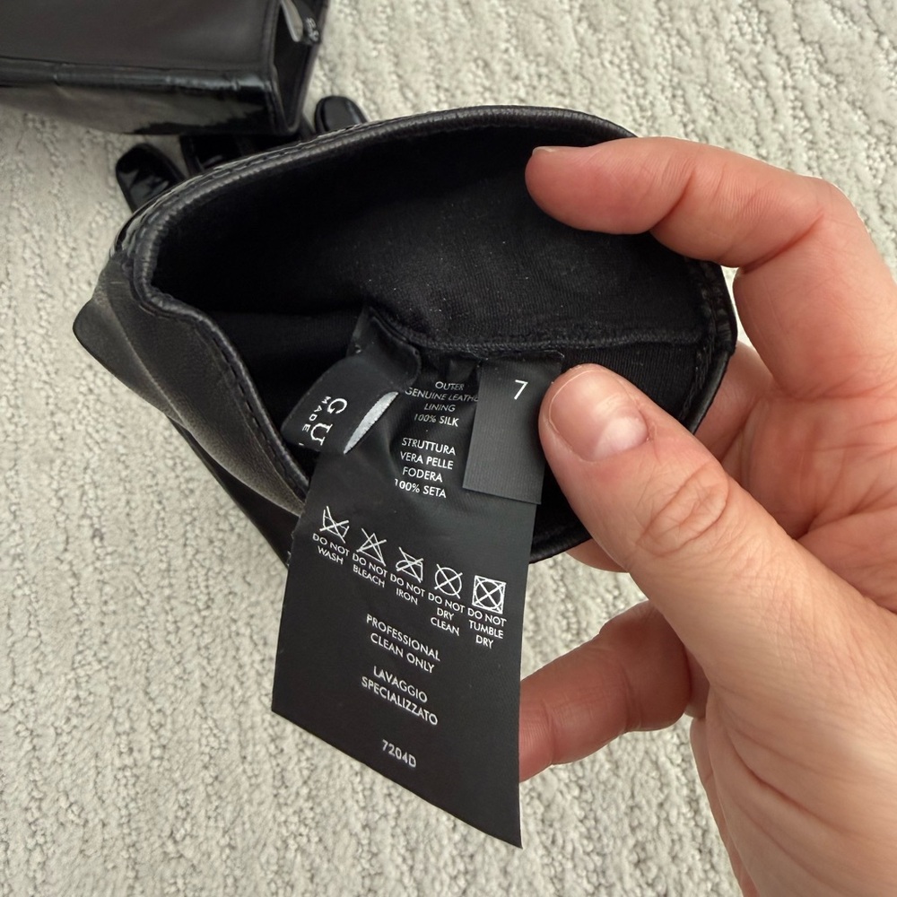 Gucci women’s patent leather gloves size 7 Vernice and Nappa black gold - Picture 6 of 15